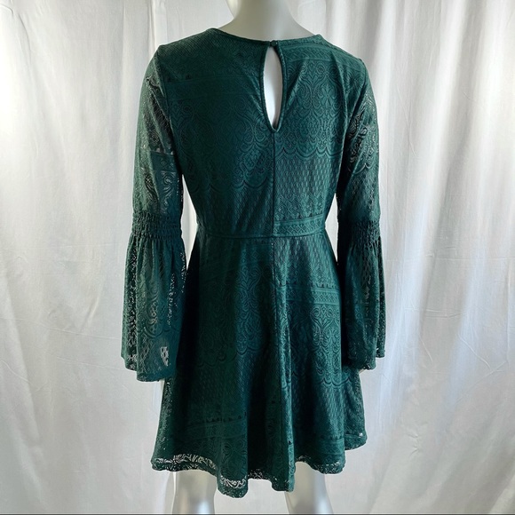 My Michelle Evergreen Lace Dress with Bell Sleeves - Picture 4 of 5